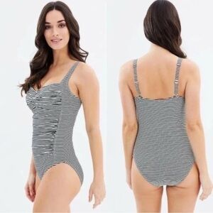 BOND-EYE Australia Striped Ruched One Piece Swimsuit Joanne Style Size 10